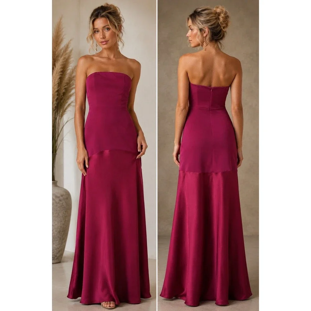 Lulus Compelling Style Plum Purple Maxi Dress Strapless A-Line Size M NWT